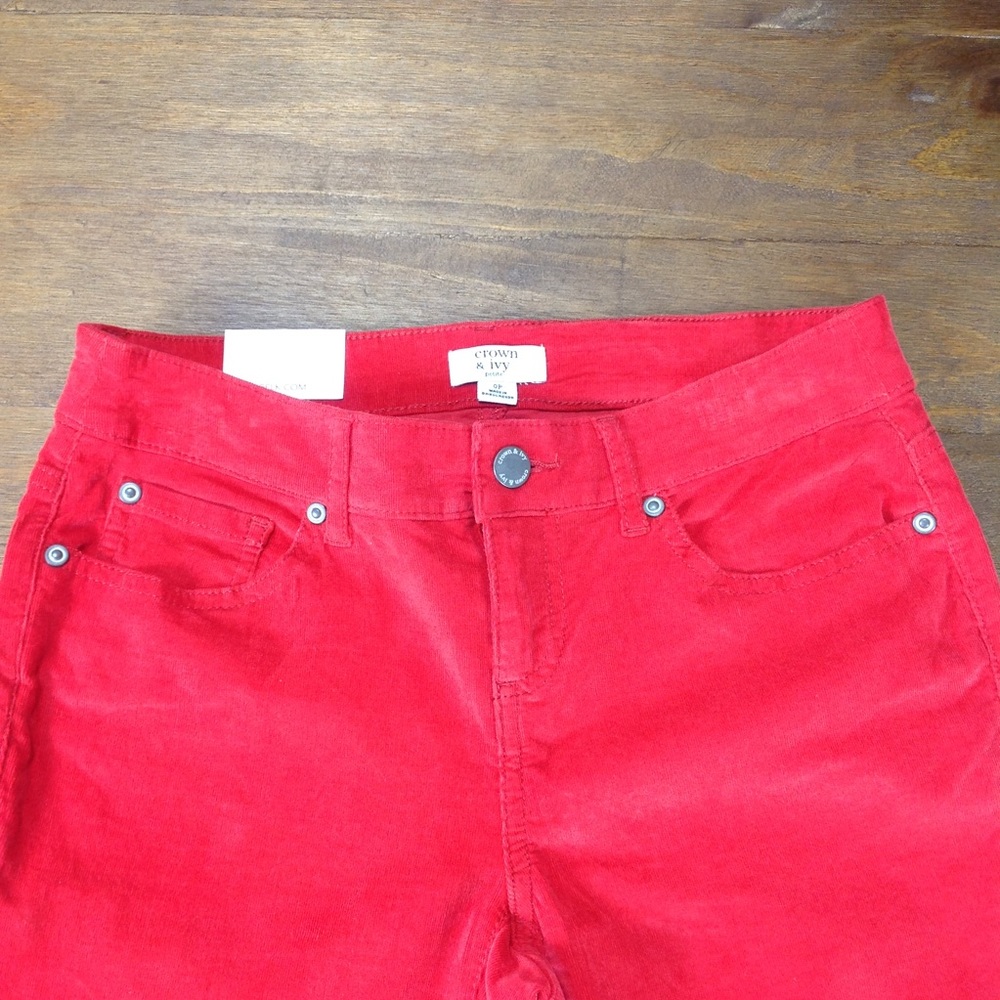 NWT Crown & Ivy Red Corduroy Skinny Jeans - Picture 3 of 6
